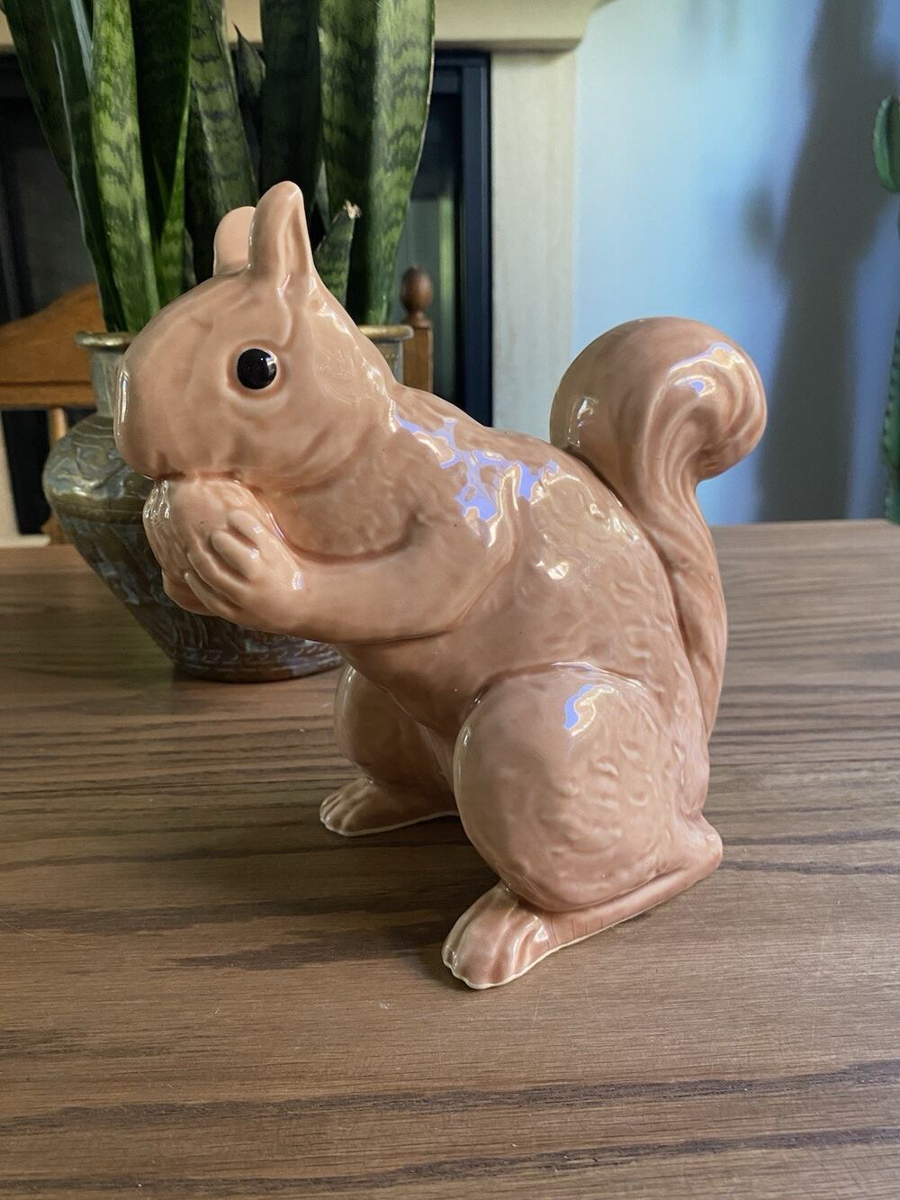 Vintage Midcentury Ceramic Squirrel Figure Hand Painted Squirrel 8” Tall
